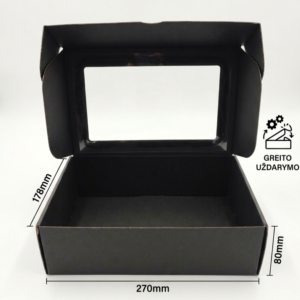 Dėžutė GR 270x178x80 mm juoda su langeliu