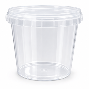 Skaidrus plastikinis kibirėlis su dangteliu 770ml