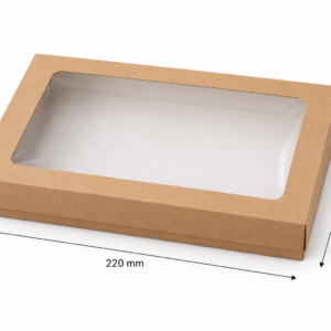Dėžutė 220x140x40mm dviejų dalių su langeliu ruda