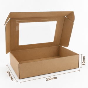 Dėžutė GR 330x300x80mm ruda su langeliu