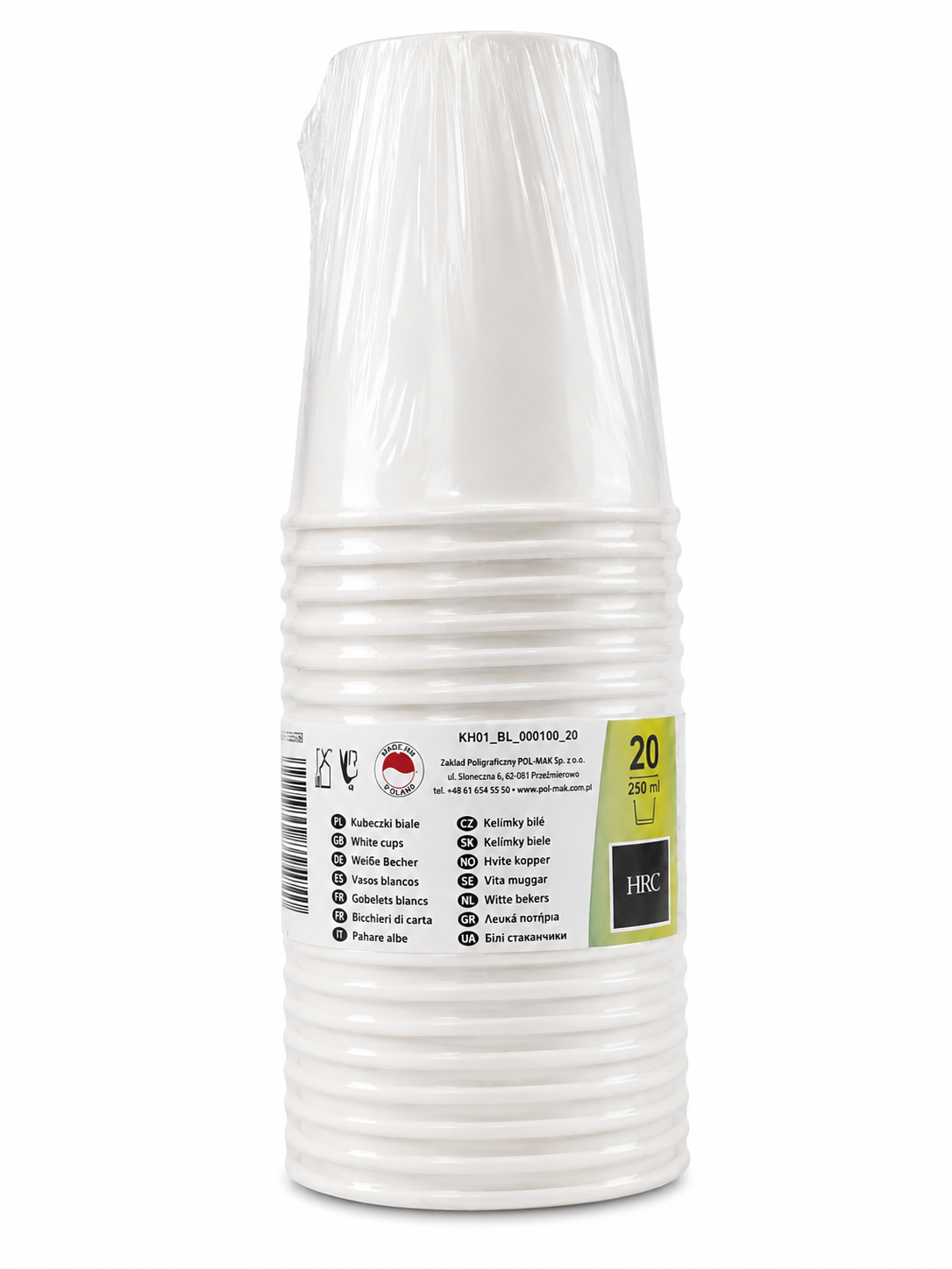 Puodeliai 250ml 20vnt balti
