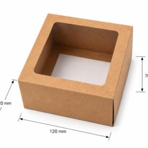 Dėžutė 12x12x7 ruda su langeliu, dviejų dalių