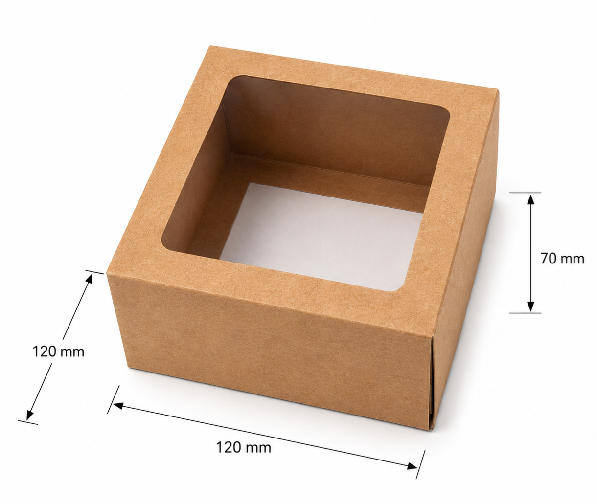 Dėžutė 12x12x7 ruda su langeliu, dviejų dalių