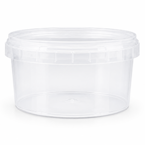 Skaidrus plastikinis kibirėlis su dangteliu 500ml