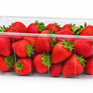 Plastikinis skaidrus indelis uogom su skylutėmis 1kg