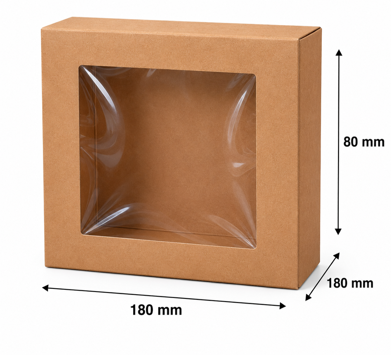 Dėžutė 180x180x80mm ruda su langeliu ir dangteliu