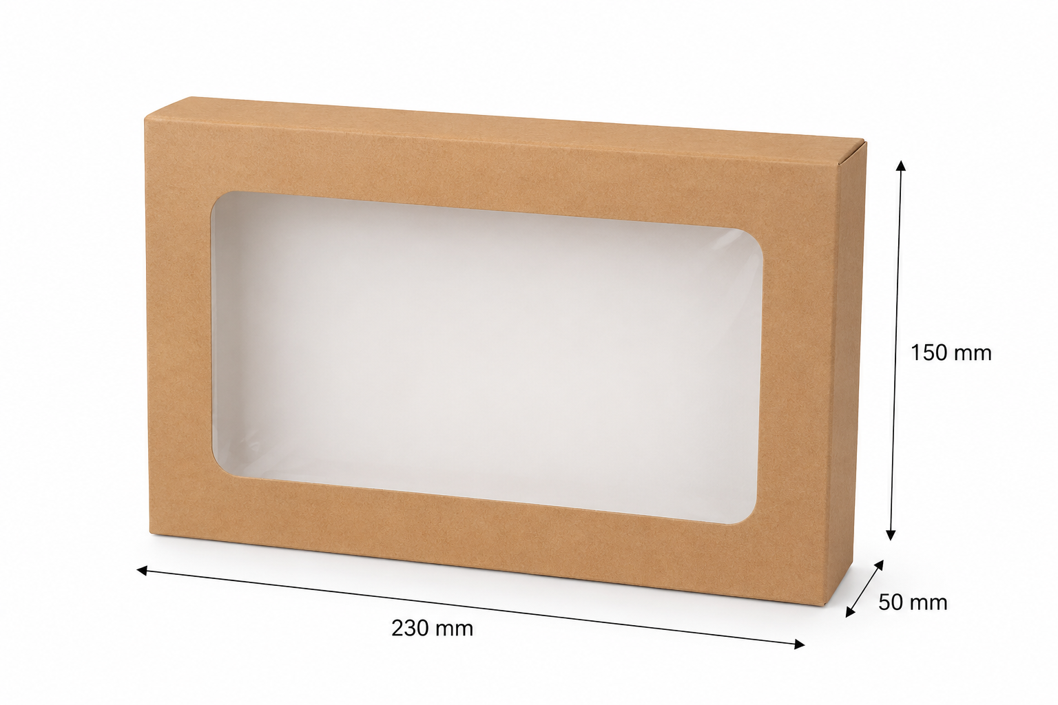 Dėžutė 230x150x50mm ruda su langu