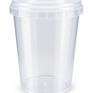 Skaidrus plastikinis kibirėlis su dangteliu 520ml