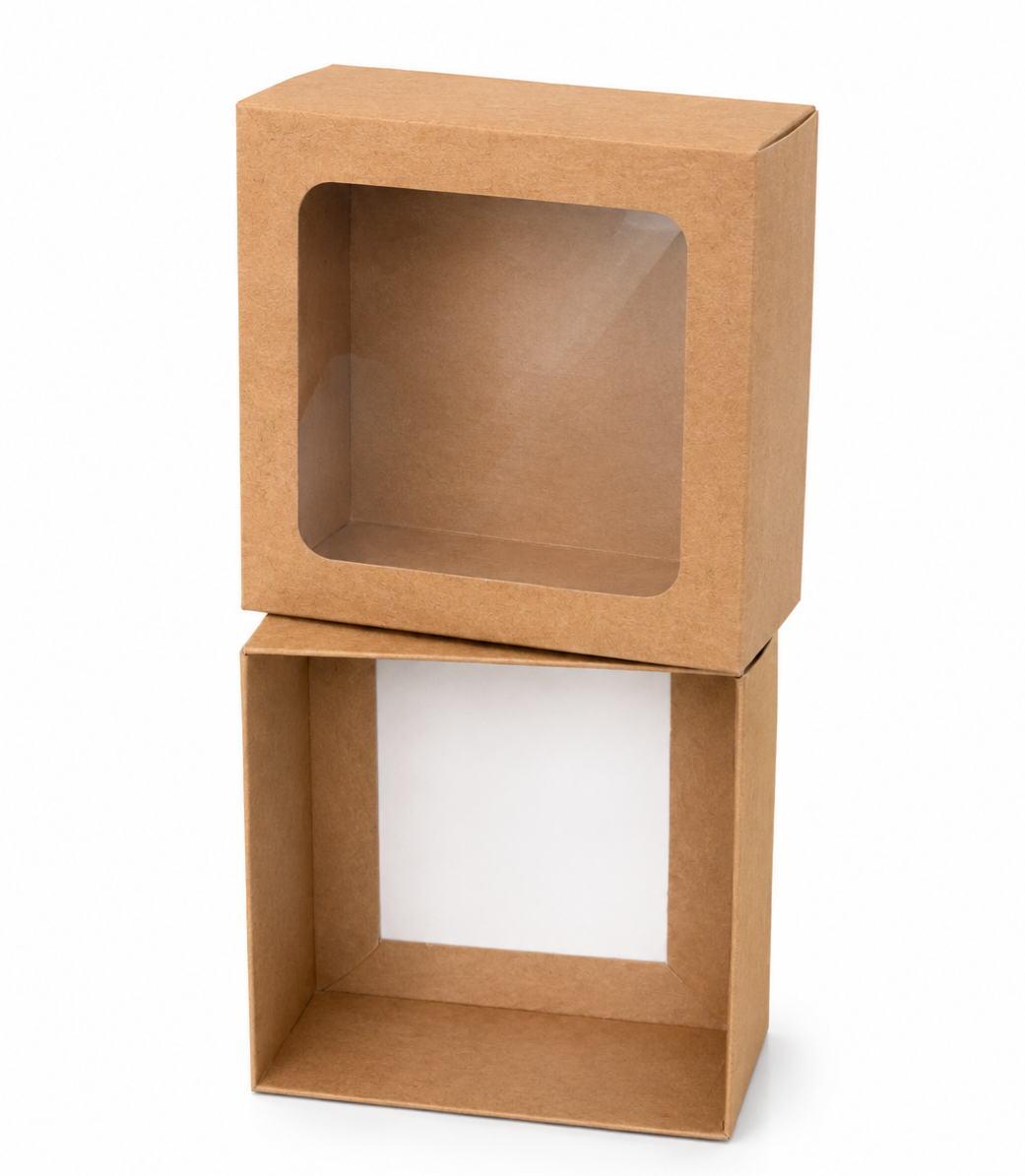 Dėžutė 12x12x7 ruda su langeliu, dviejų dalių - Image 3