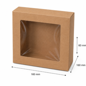 Dėžutė ruda 160x160x60mm su langeliu ir dangteliu