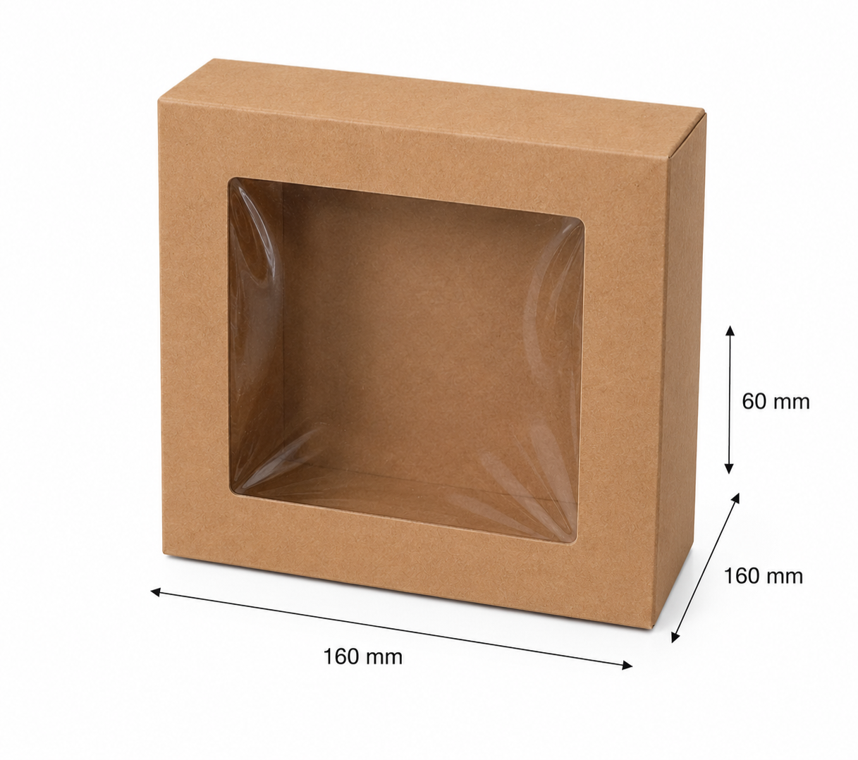 Dėžutė ruda 160x160x60mm su langeliu ir dangteliu