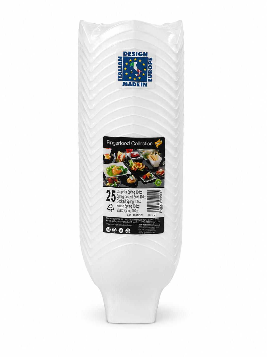 Fingerfood vienkartiniai serviravimo indeliai 100ml balti 25vnt