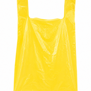 Geltoni plastikiniai pirkinių maišeliai 42x13x60cm 25mk