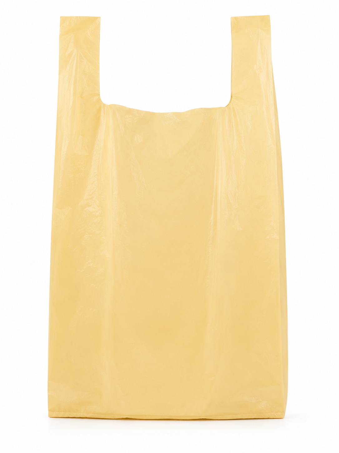 Geltoni plastikiniai pirkinių maišeliai 52x9x62cm 30mk