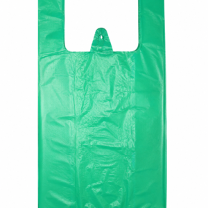 Žali plastikiniai pirkinių maišeliai 25x6x45cm 15mk