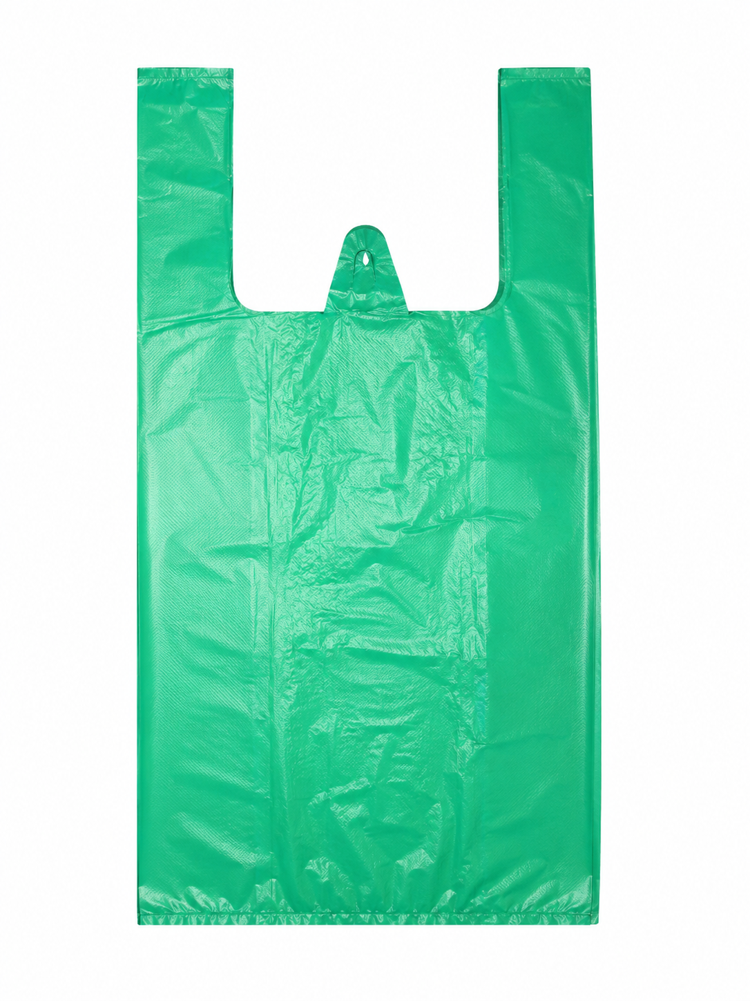 Žali plastikiniai pirkinių maišeliai 25x6x45cm 15mk