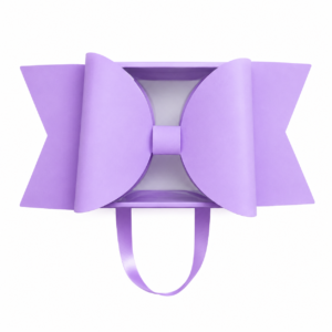 Dovanų dėžutė su kaspinu ir skaidriu langeliu 350×210×165 cm violetinės spalvos