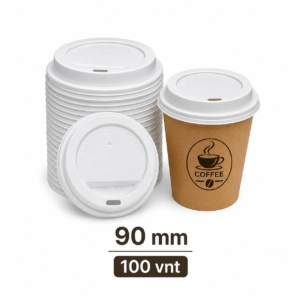 Dangteliai poperiniams puodeliams 90mm balti 100vnt