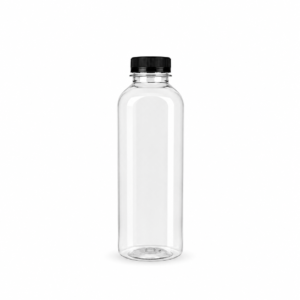 Buteliukas PET BELLA 1000ml  skaidrus su juodu užsukamu dangteliu