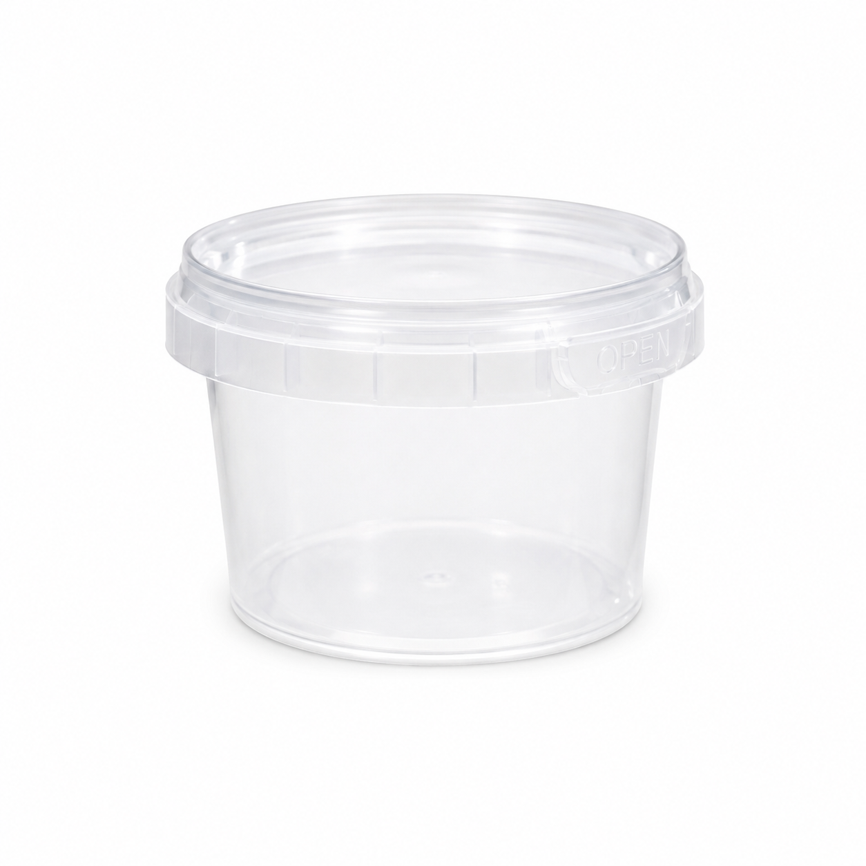 Skaidrus plastikinis kibirėlis su dangteliu 120ml