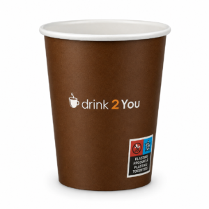 Popieriniai puodeliai „Drink2You“ rudi 250 ml, 50 vnt