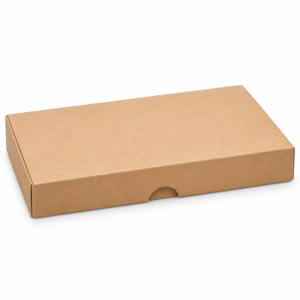 Ruda kartoninė dėžutė 200×90×30 mm, 2 dalių, be langelio