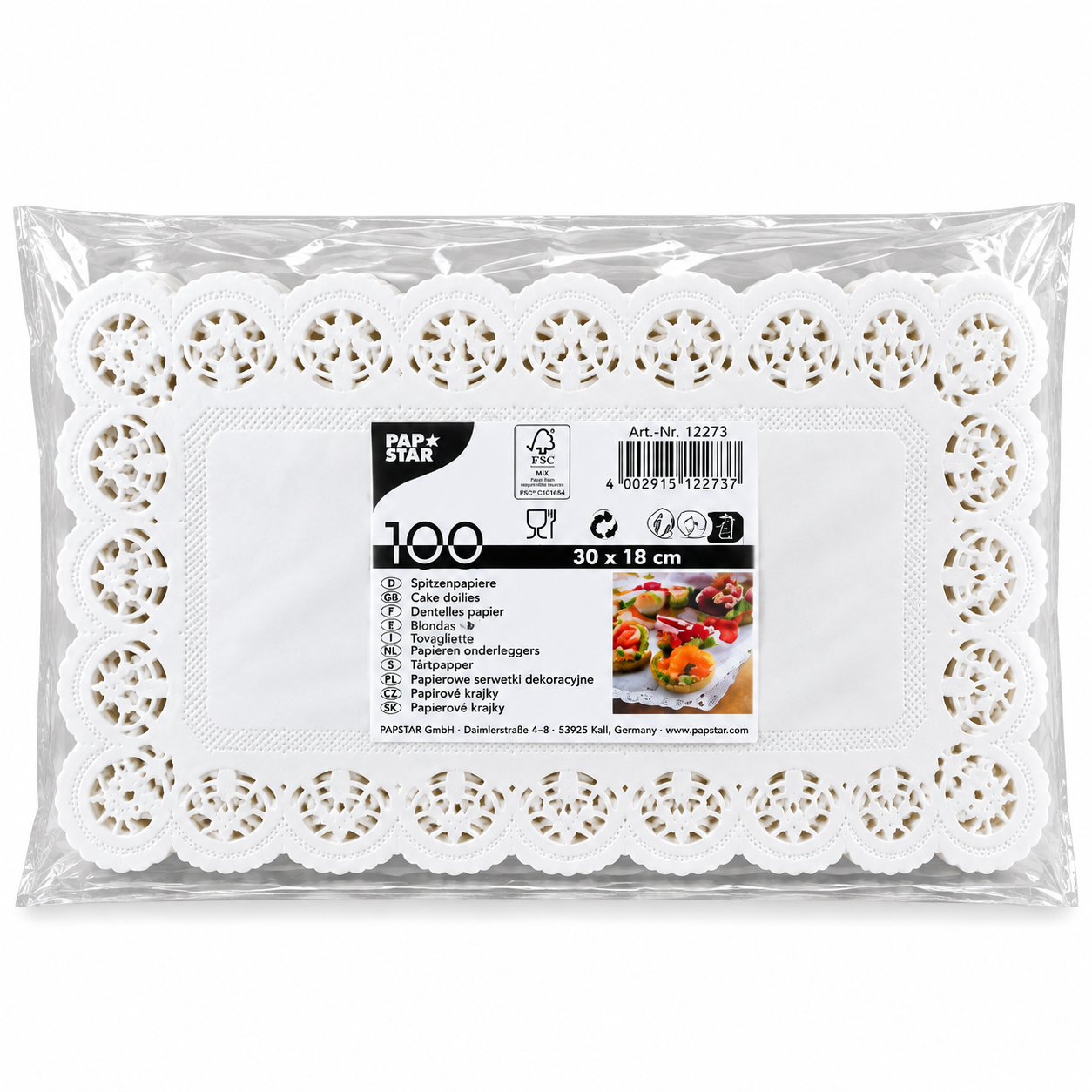 Balti karpyti popieriniai padėkliukai 30×18 cm – 100 vnt