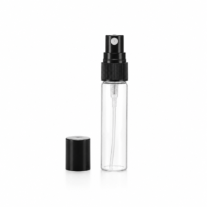 5 ml skaidrus buteliukas su juodos spalvos  purkštuvu