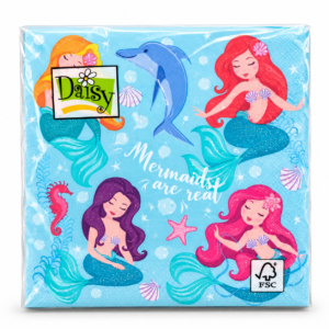 Vaikiškos servetėlės su undinėlėmis „Mermaids“, žydros