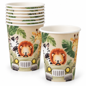 Popieriniai puodeliai „Safari“ su gyvūnais, 250 ml, 8 vnt